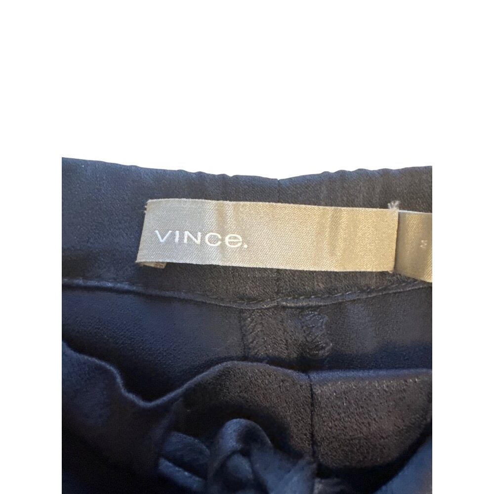 Vince Navy Satin Drawstring Pants Size M Italian Fabric Luxe Minimalist Y2K Vibe - Picture 4 of 14